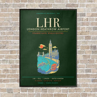 Thumbnail for London Heathrow Airport LHR - Canvas Framed - Dark Green