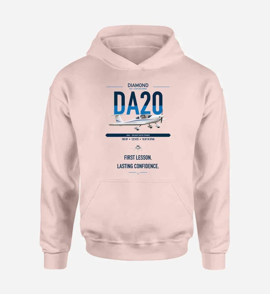 Diamond DA20 design on pink double-side hoodie, single-side print