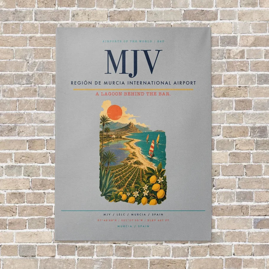 Región de Murcia International Airport MJV vertical canvas print - no frame - light gray background