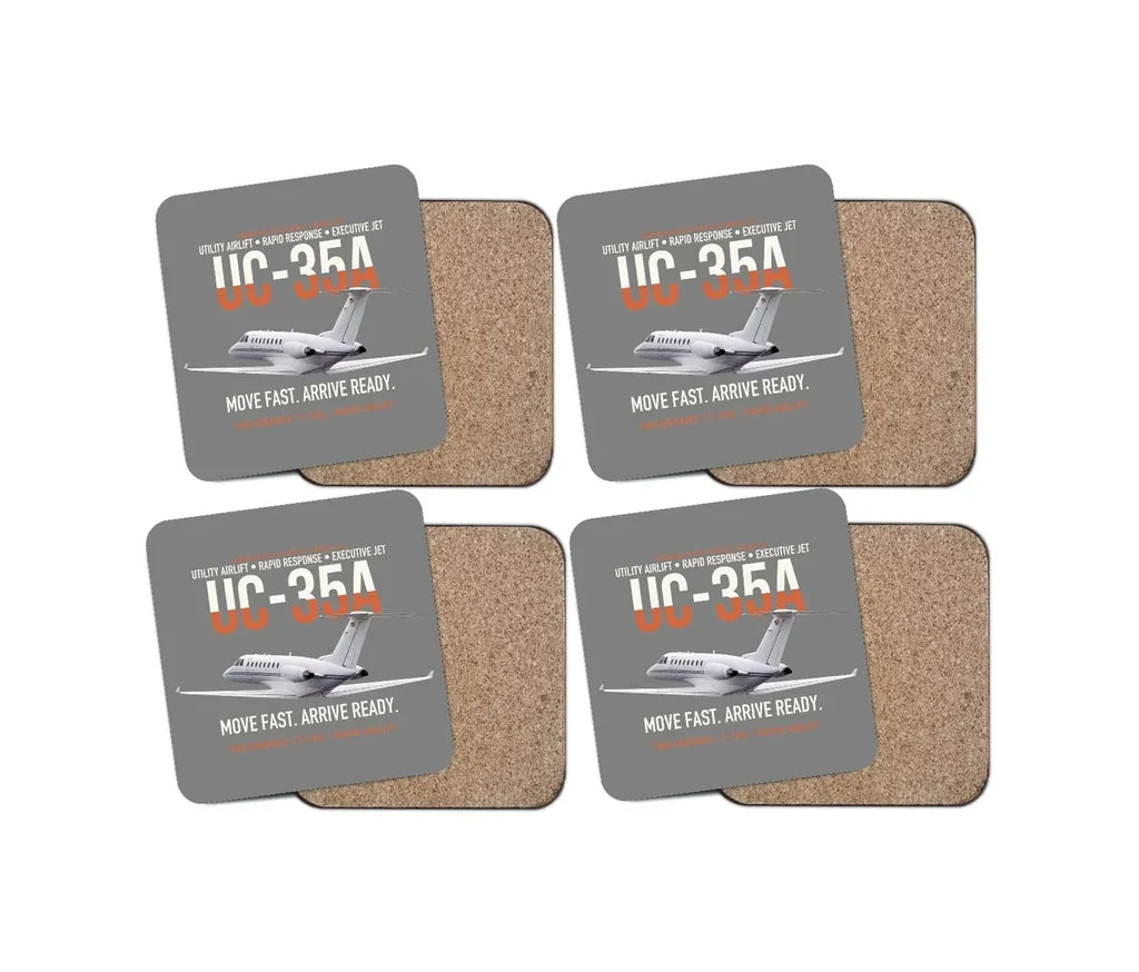 UC-35A Citation Ultra Rapid Utility Airlift design on gray 4 pieces set coaster