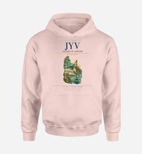Thumbnail for Jyväskylä Airport (JYV) design on pink hoodie single-side print