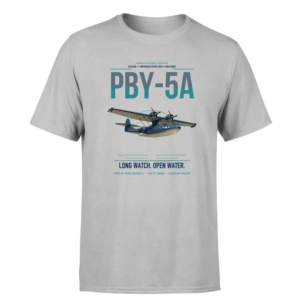 PBY-5A Catalina design on light gray double-side t-shirt, single-side print
