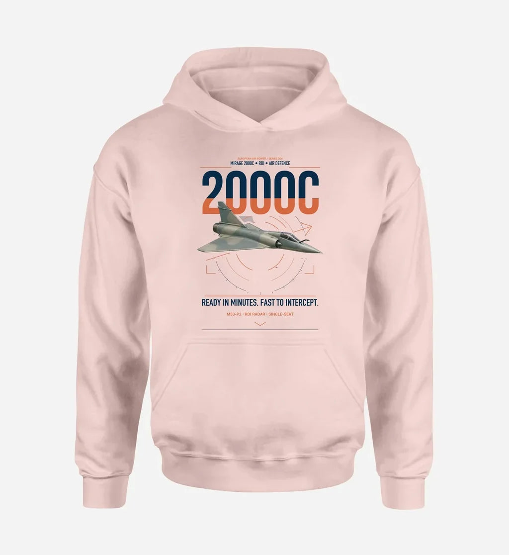 Dassault Mirage 2000C RDI design on pink double-side hoodie, single-side print