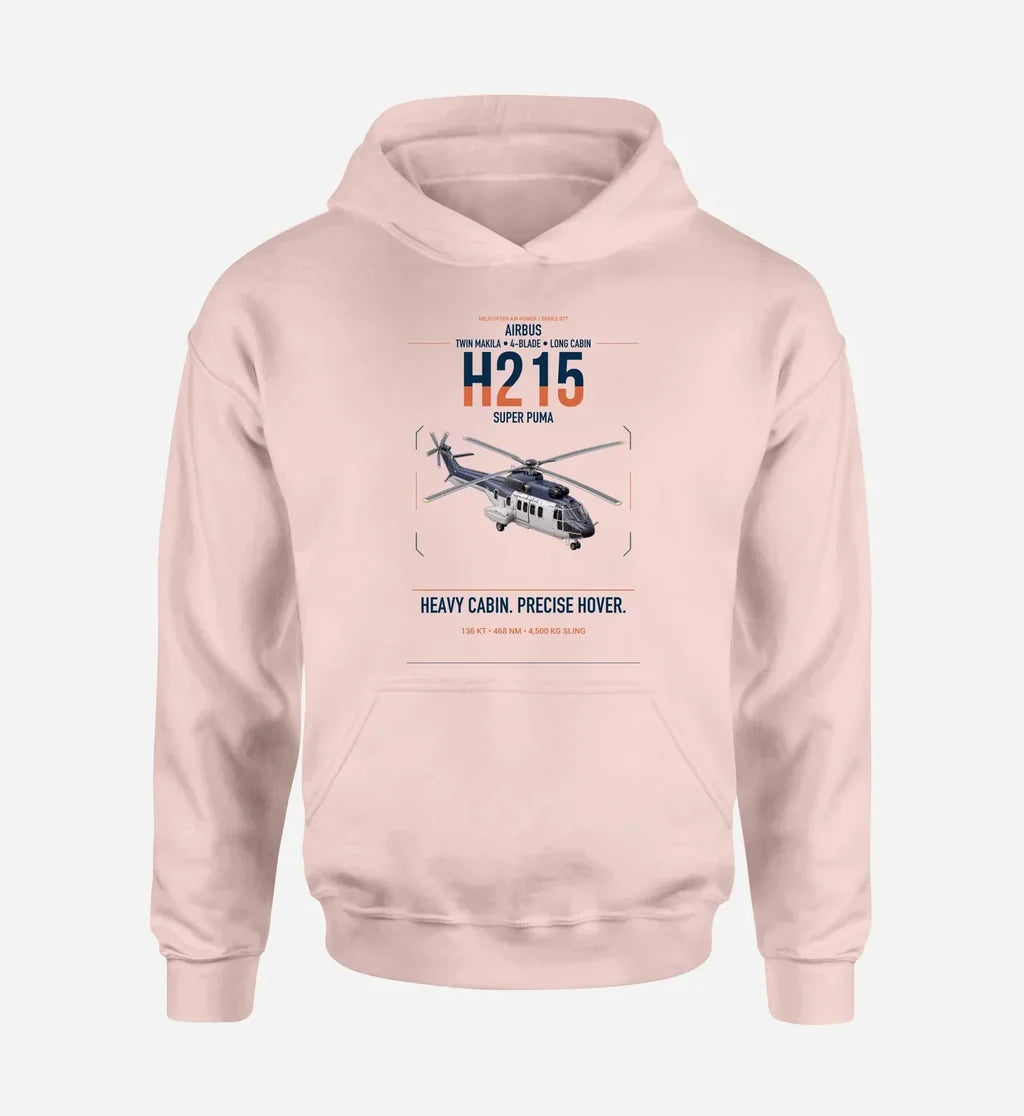 Airbus H215 design on pink double-side hoodie, single-side print