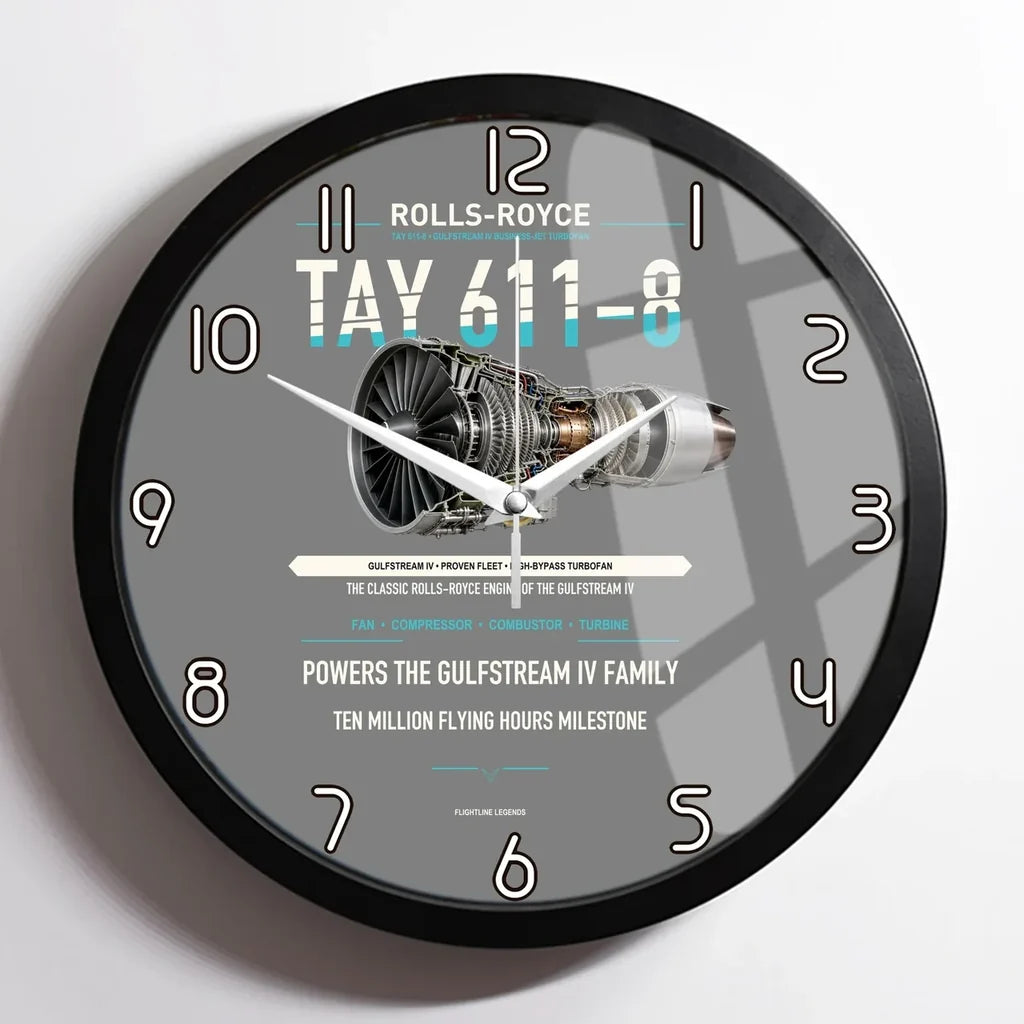 TAY 611-8 design on gray framed wall clock