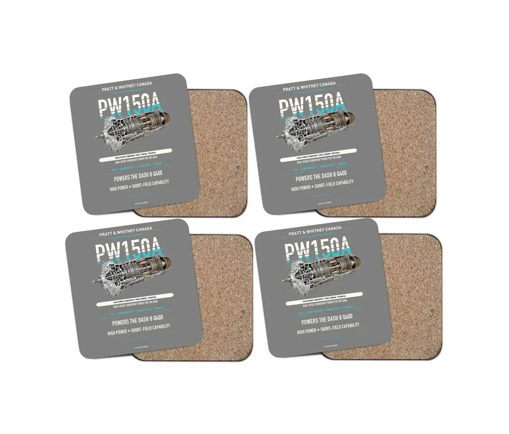 PW150A design on gray 4 pieces set coaster