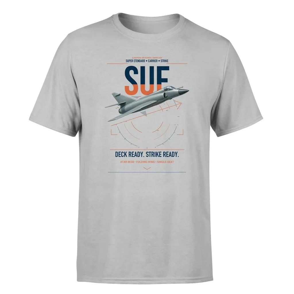 Dassault Super Étendard design on light gray t-shirt, single-side print
