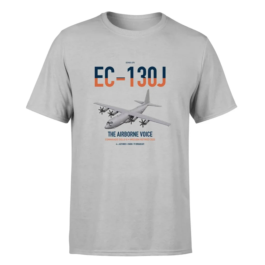 EC-130J Commando Solo III design on light gray double-side t-shirt, single-side print
