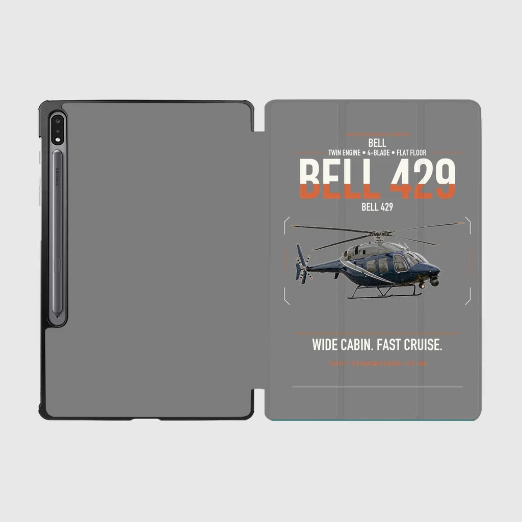 Bell 429 design on gray samsung tablet tablet case