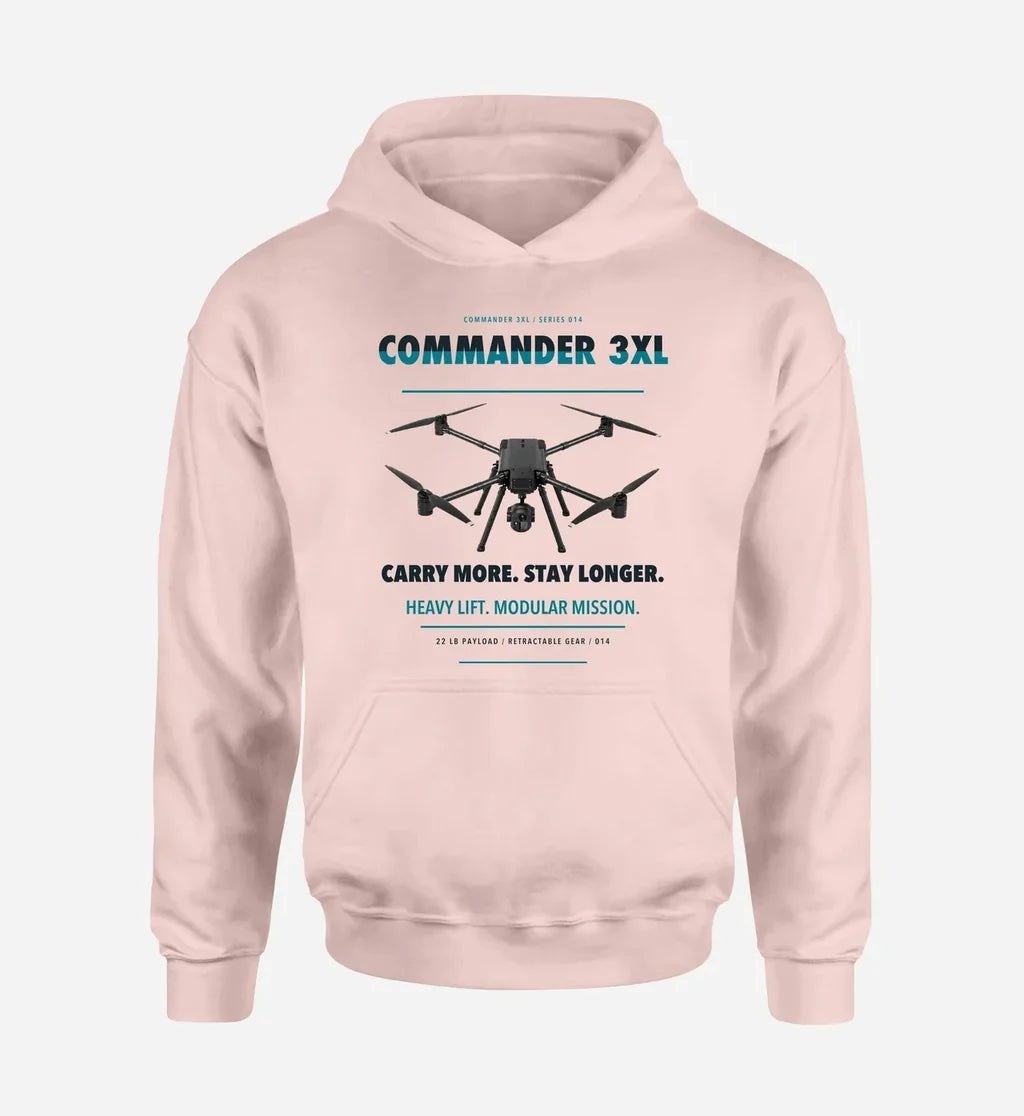 Draganfly Commander 3XL design on pink hoodie single side