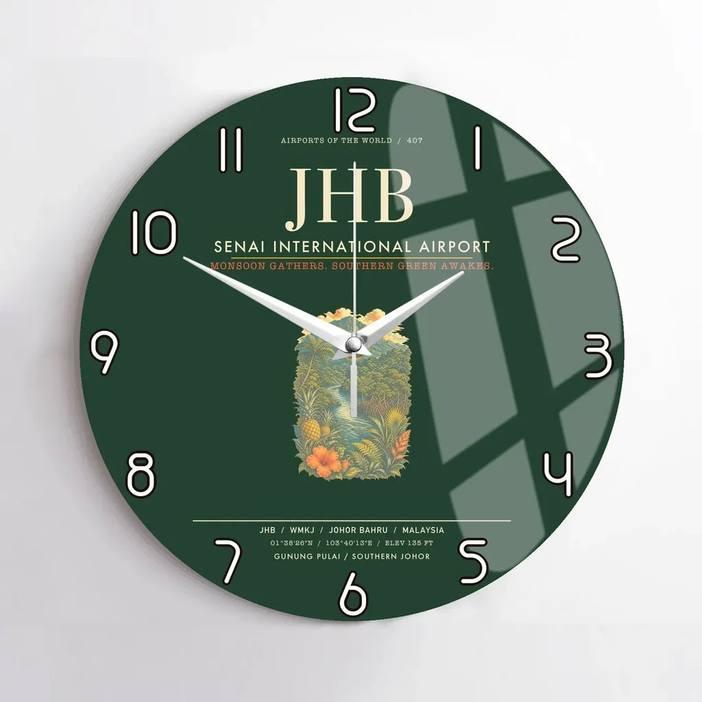 Senai International Airport Johor Bahru JHB Wall-Clock No-Frame - Dark Green