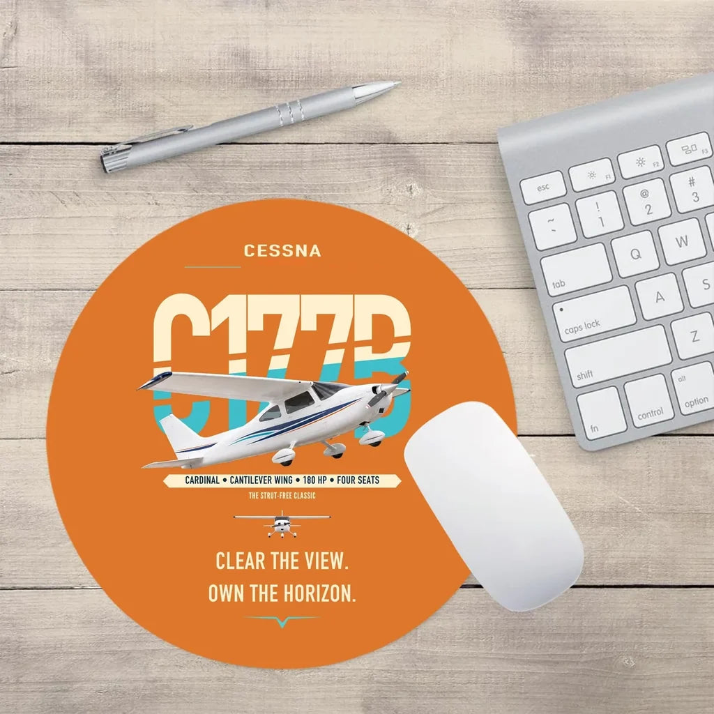 Cessna 177B Cardinal design on orange round mouse pad
