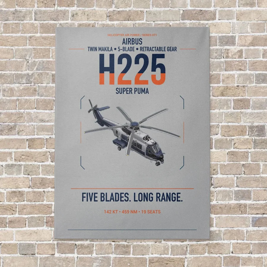 Airbus H225 vertical canvas print - no frame - light gray background