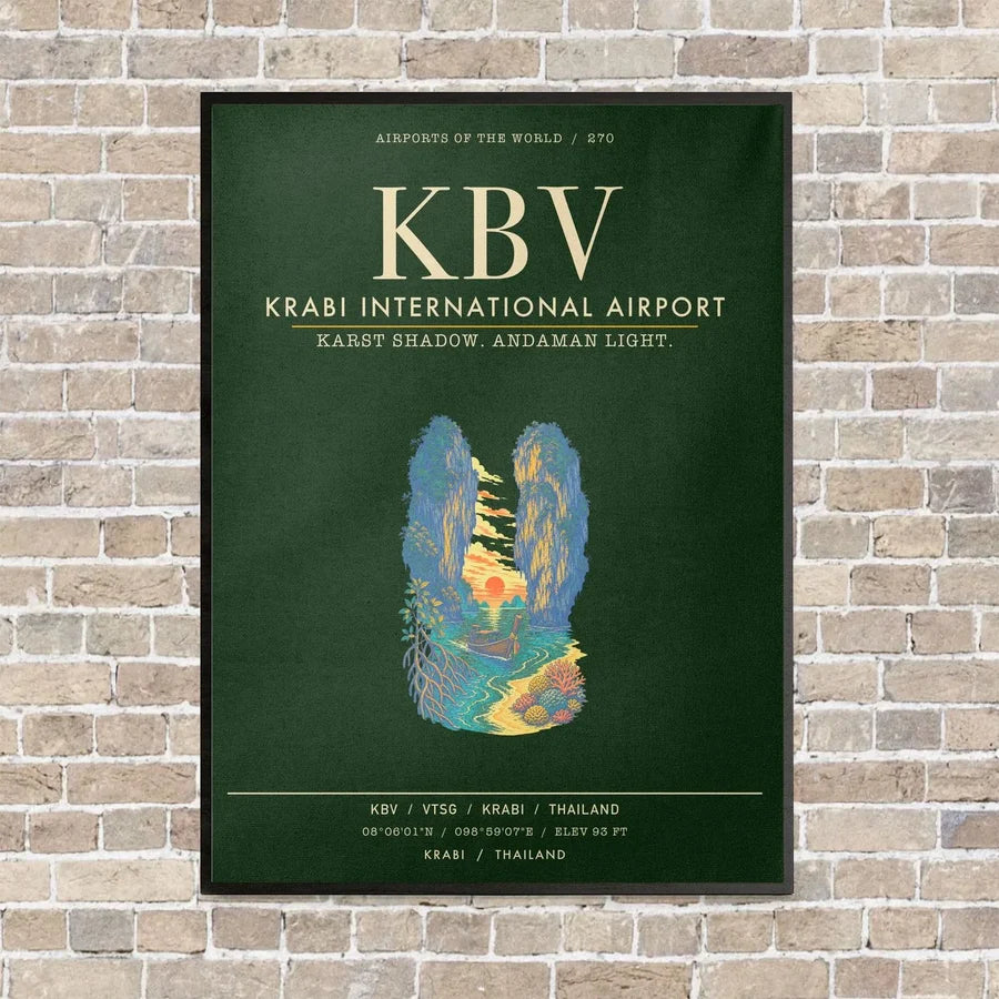 Krabi International Airport KBV - Canvas Framed - Dark Green