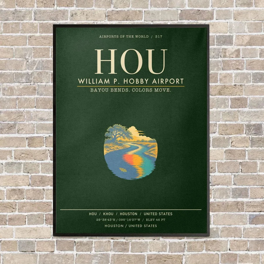William P. Hobby Airport HOU - Canvas Framed - Dark Green