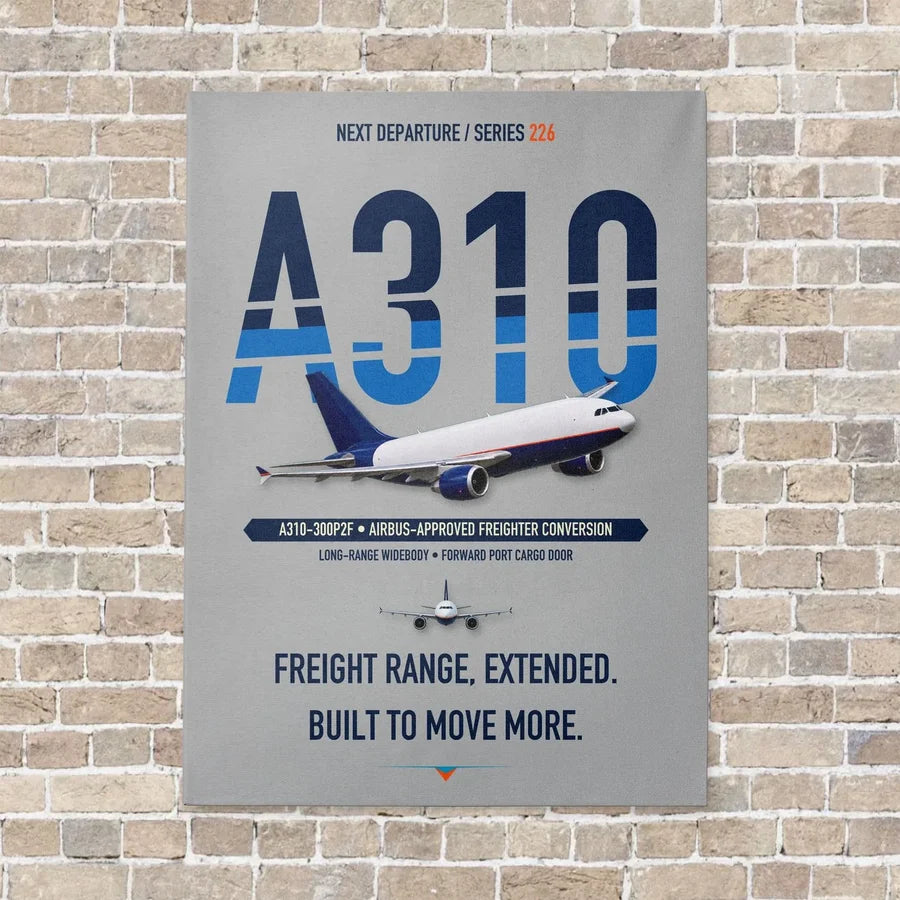 Airbus A310-300P2F vertical canvas print - no frame - light gray background