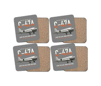 Thumbnail for C-47A Skytrain design on gray 4 pieces set coaster