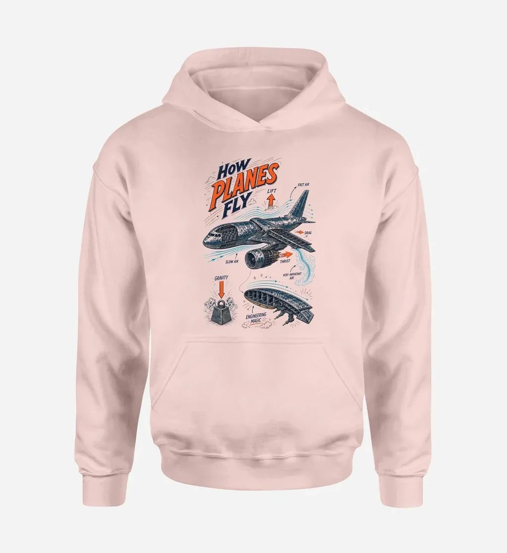 SIGNAL 616 - How Planes Fly V2 design on pink hoodie single side