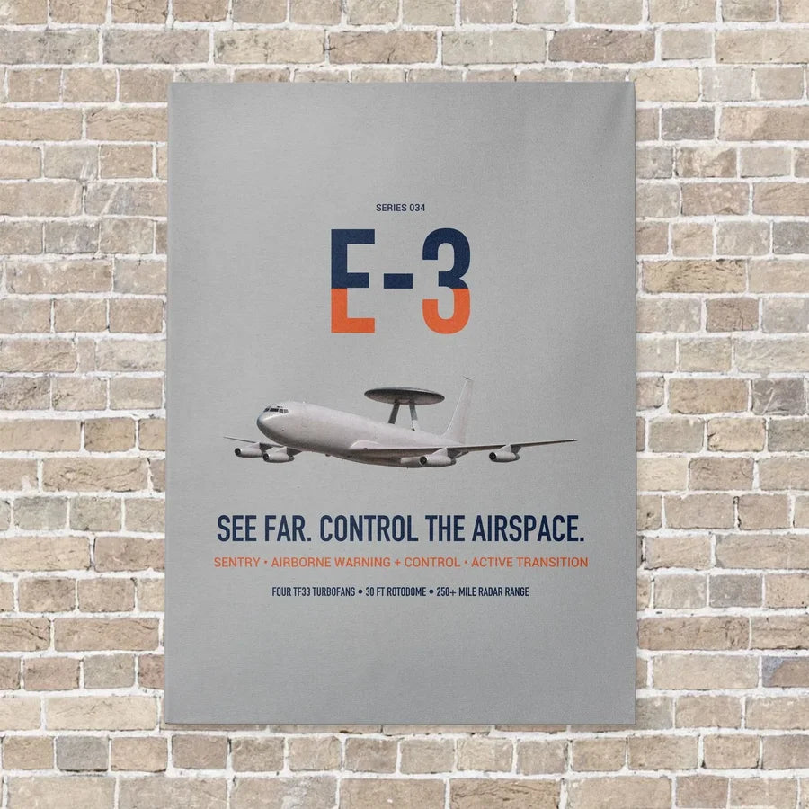 E-3 Sentry AWACS vertical canvas print - no frame - light gray background