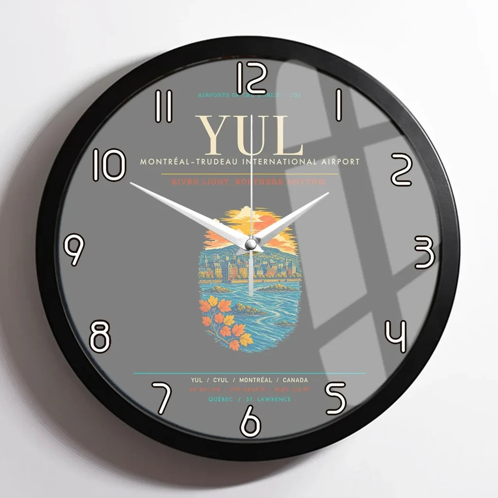MontrealTrudeau International Airport YUL Wall-Clock Framed - Gray