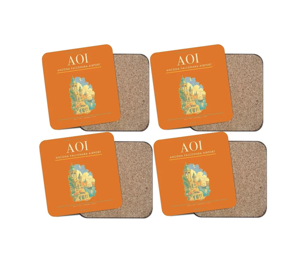 Ancona Falconara Airport AOI Coaster 4-Pieces-Set - Orange