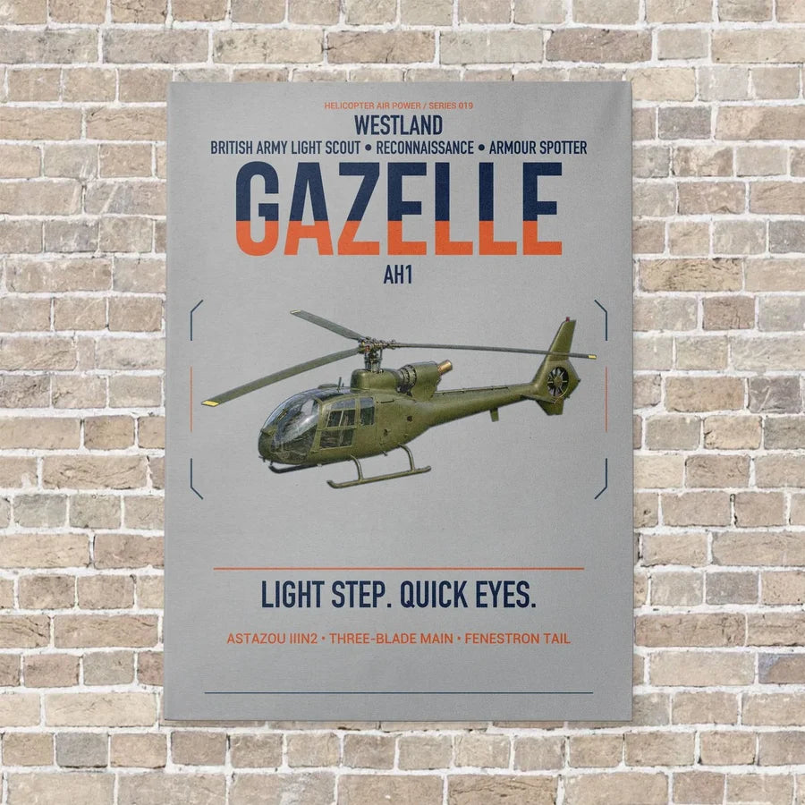 Westland Gazelle AH1 vertical canvas print - no frame - light gray background