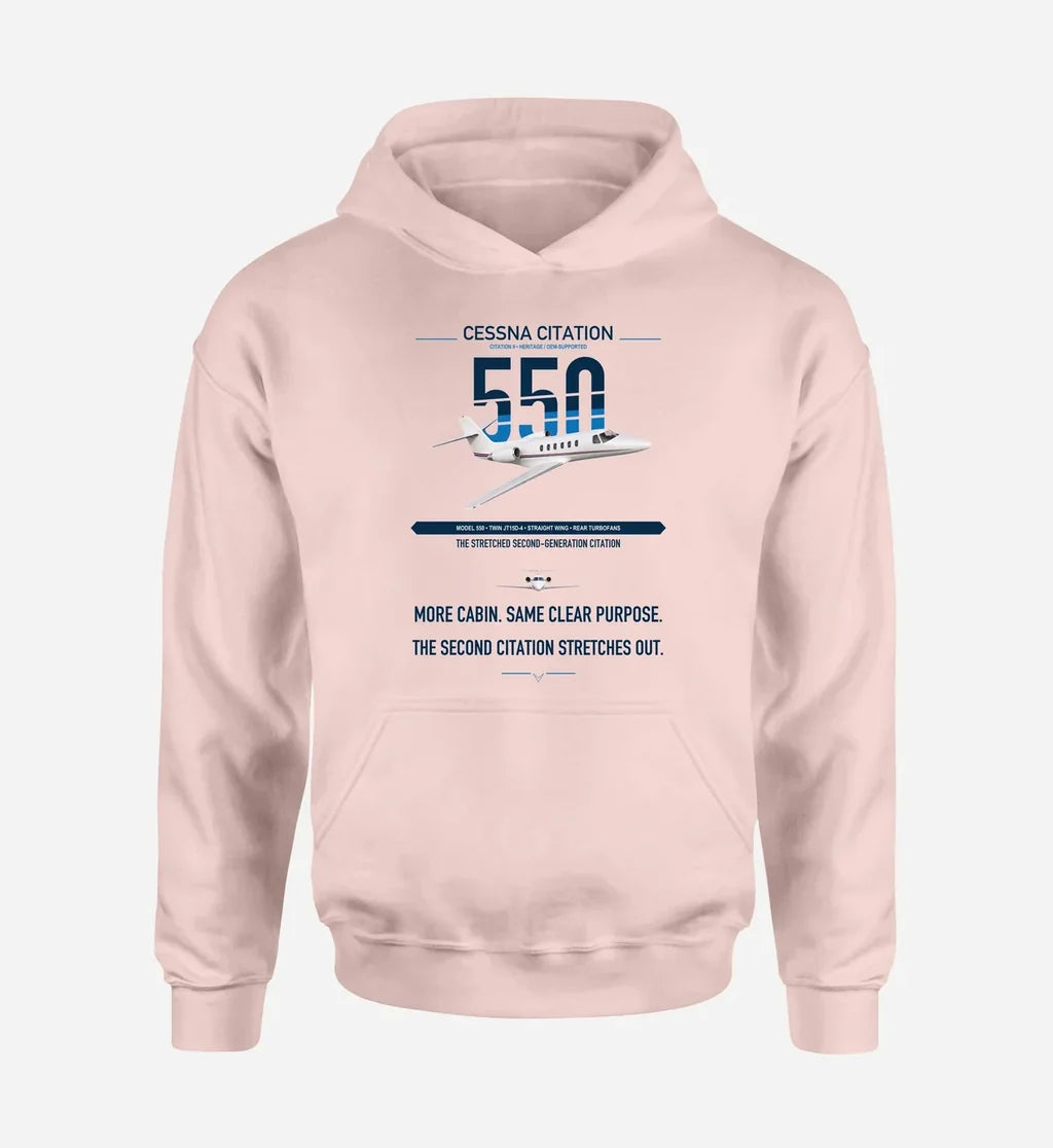 Cessna Citation 550 - Citation II design on pink double-side hoodie, single-side print