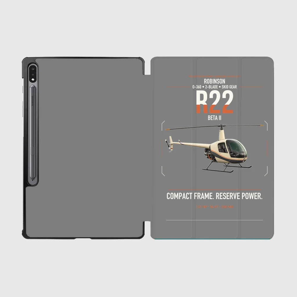 Robinson R22 Beta II design on gray samsung tablet tablet case