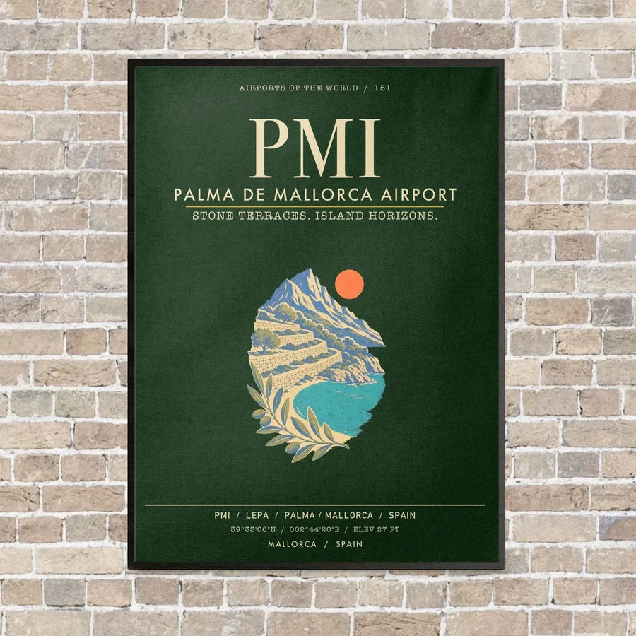 Palma de Mallorca Airport PMI - Canvas Framed - Dark Green