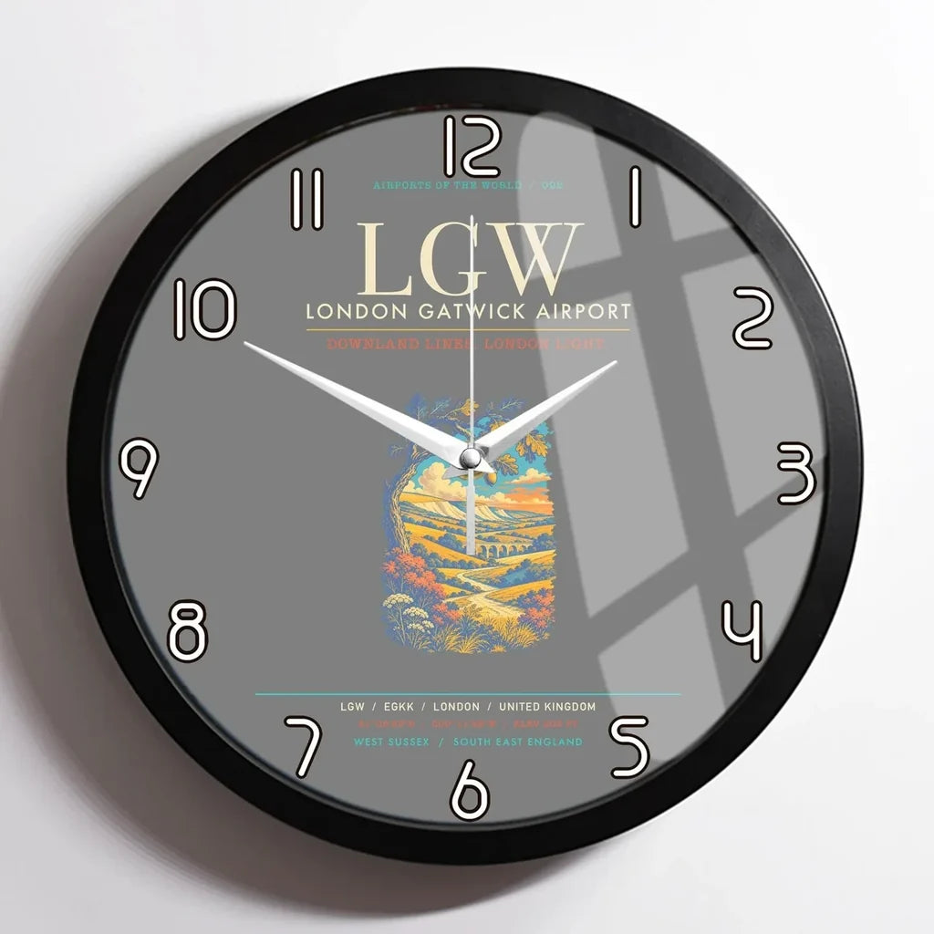London Gatwick Airport LGW Wall-Clock Framed - Gray