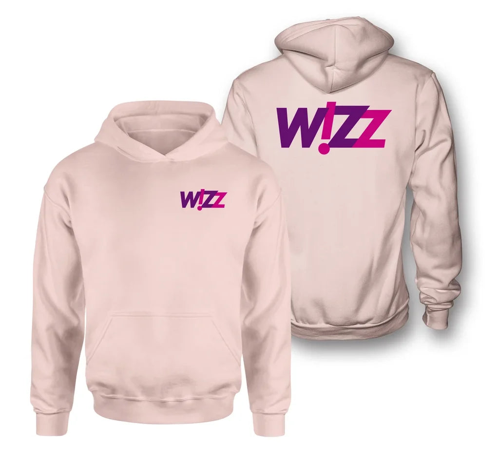 Wizz Airlines logo on pink double side hoodie
