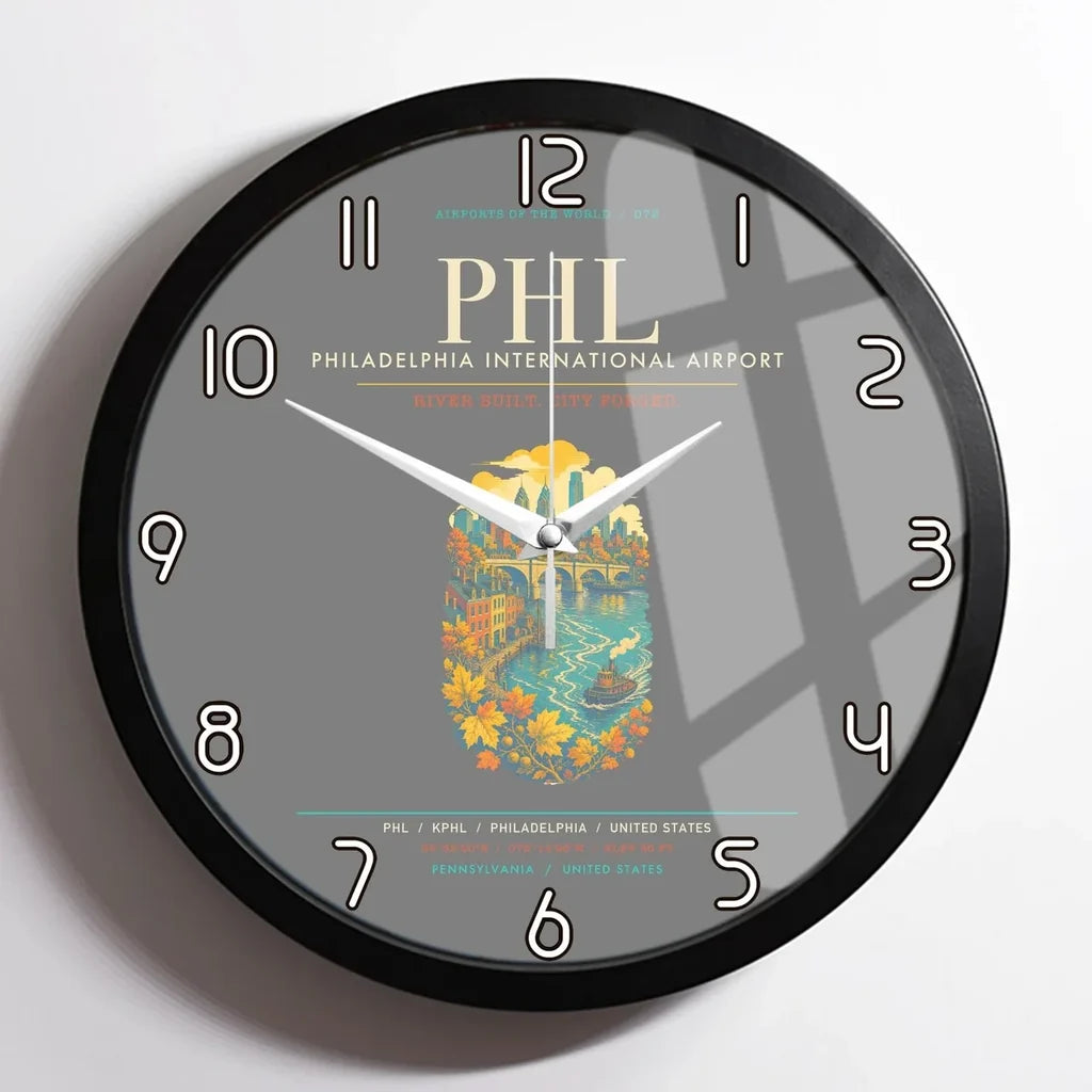 Philadelphia International Airport PHL Wall-Clock Framed - Gray