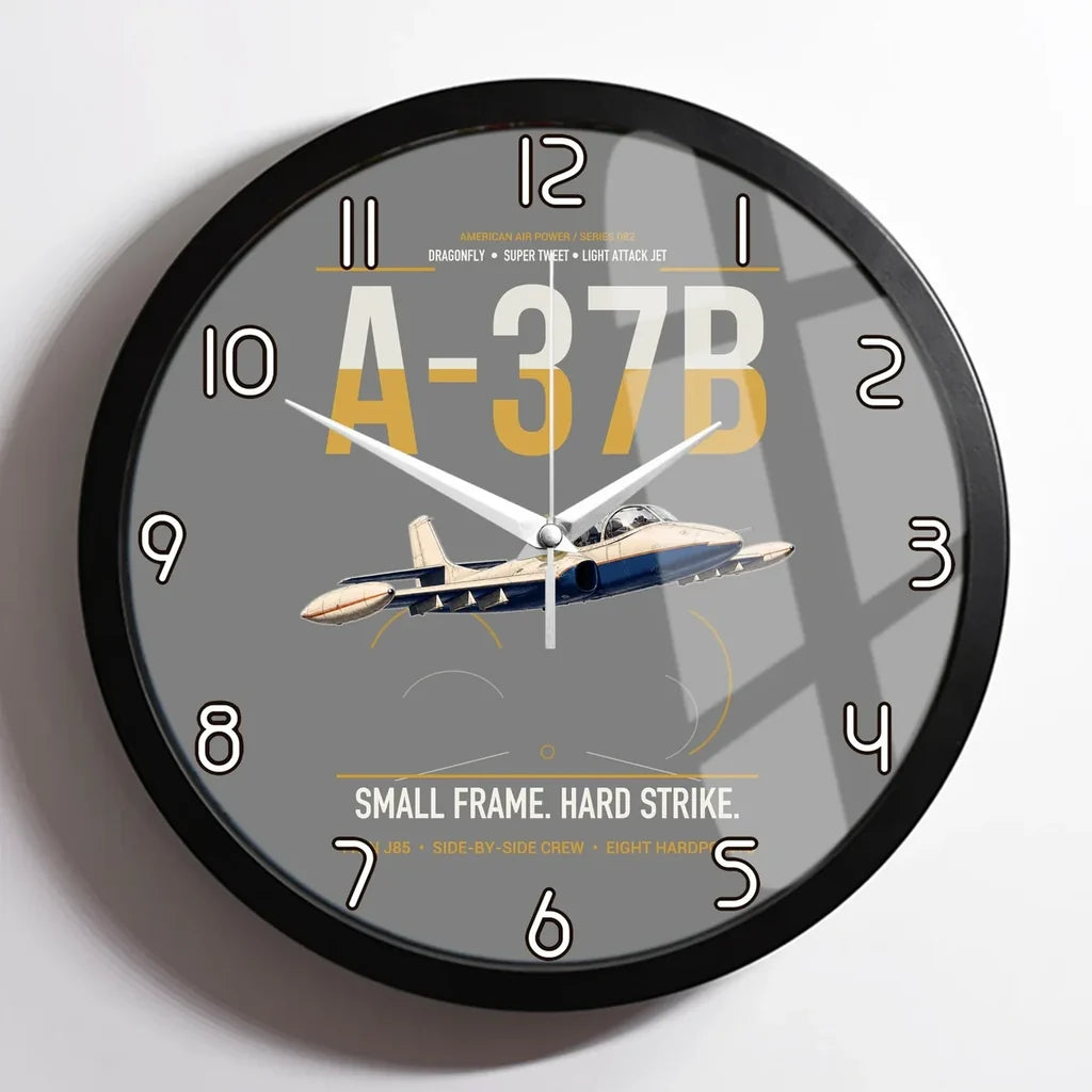 A-37B Dragonfly design on gray framed wall clock