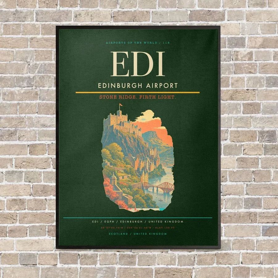 Edinburgh Airport EDI - Canvas Framed - Dark Green