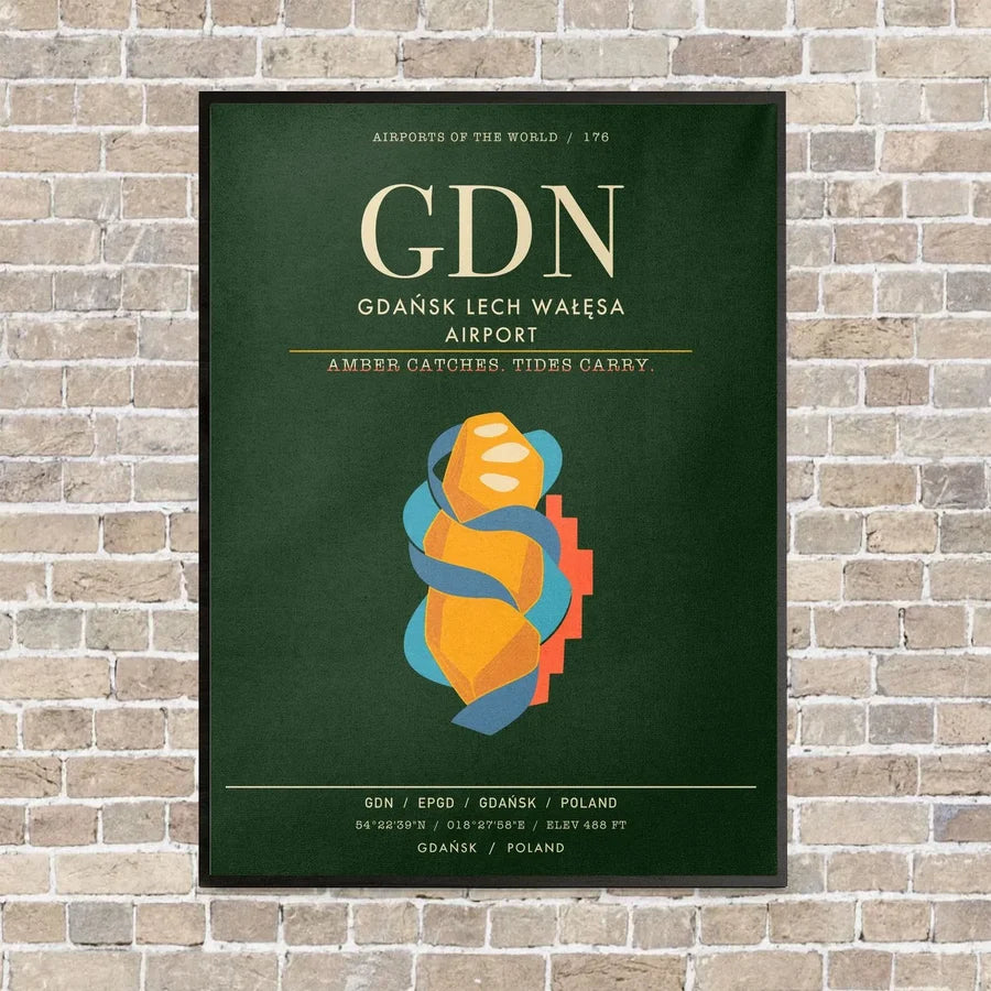 Gdansk Lech Waesa Airport GDN - Canvas Framed - Dark Green