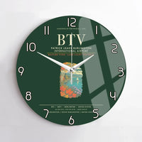 Thumbnail for Patrick Leahy Burlington International Airport BTV Wall-Clock No-Frame - Dark Green