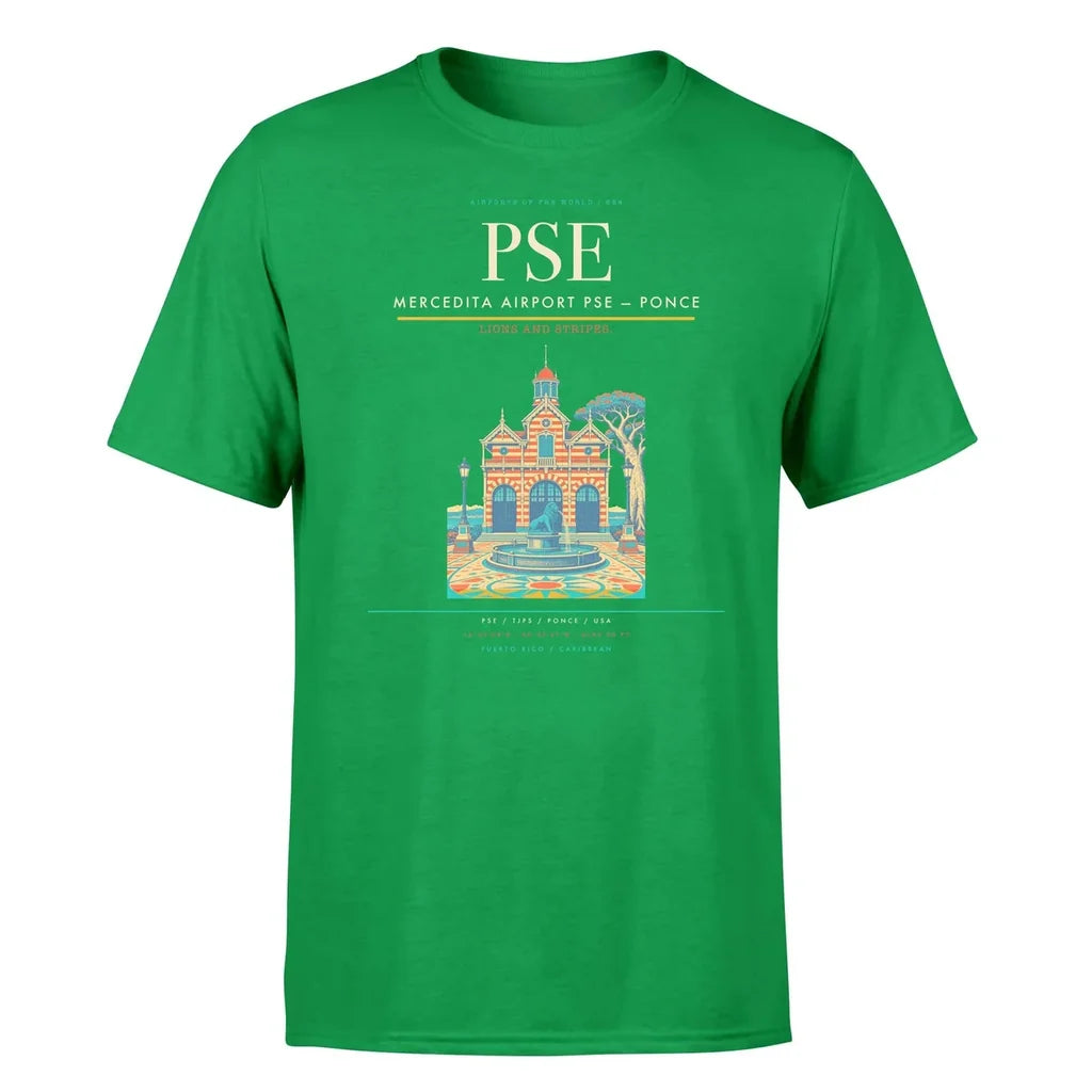 Mercedita Airport (PSE) T-Shirt single-side front print in Green | mercedita-airport-pse-double-side-t-shirt