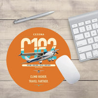 Thumbnail for Cessna 182 Skylane design on orange round mouse pad