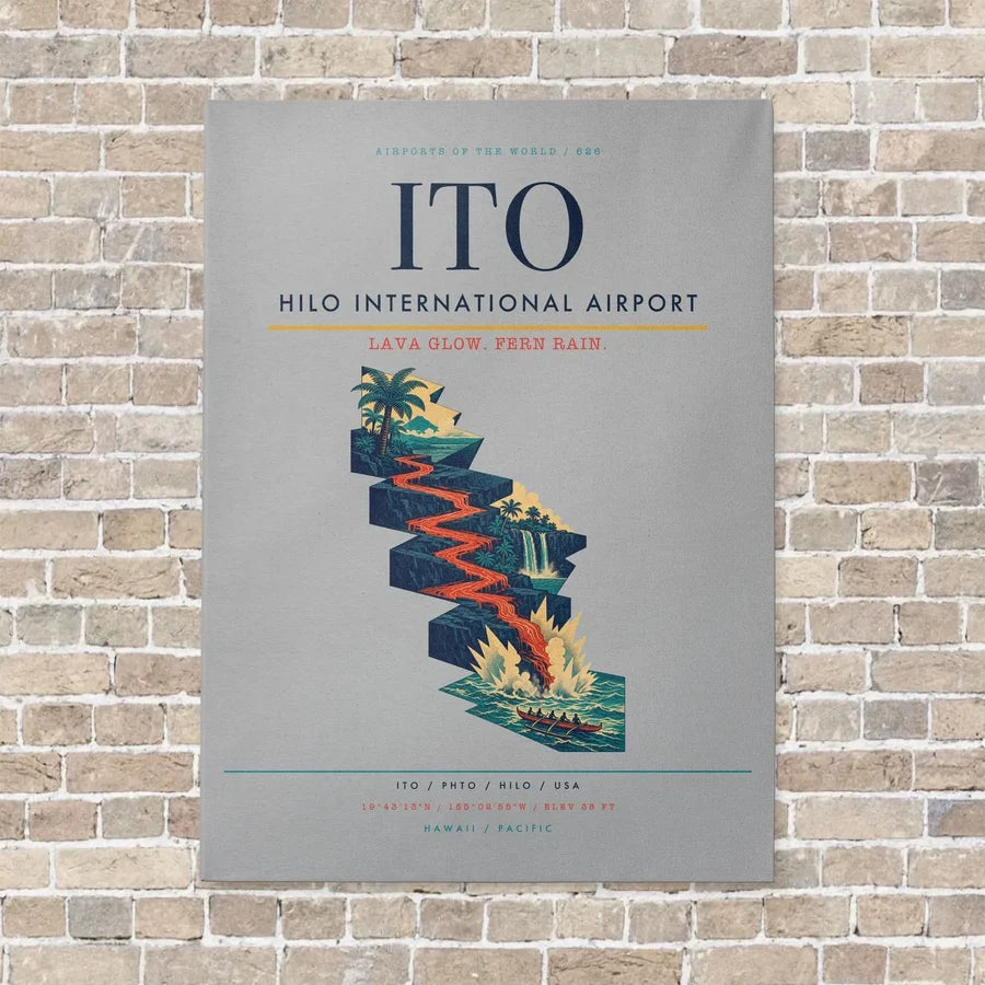 Hilo International Airport ITO vertical canvas print - no frame - light gray background