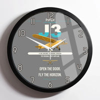 Thumbnail for Piper J-3 Cub design on gray framed wall clock