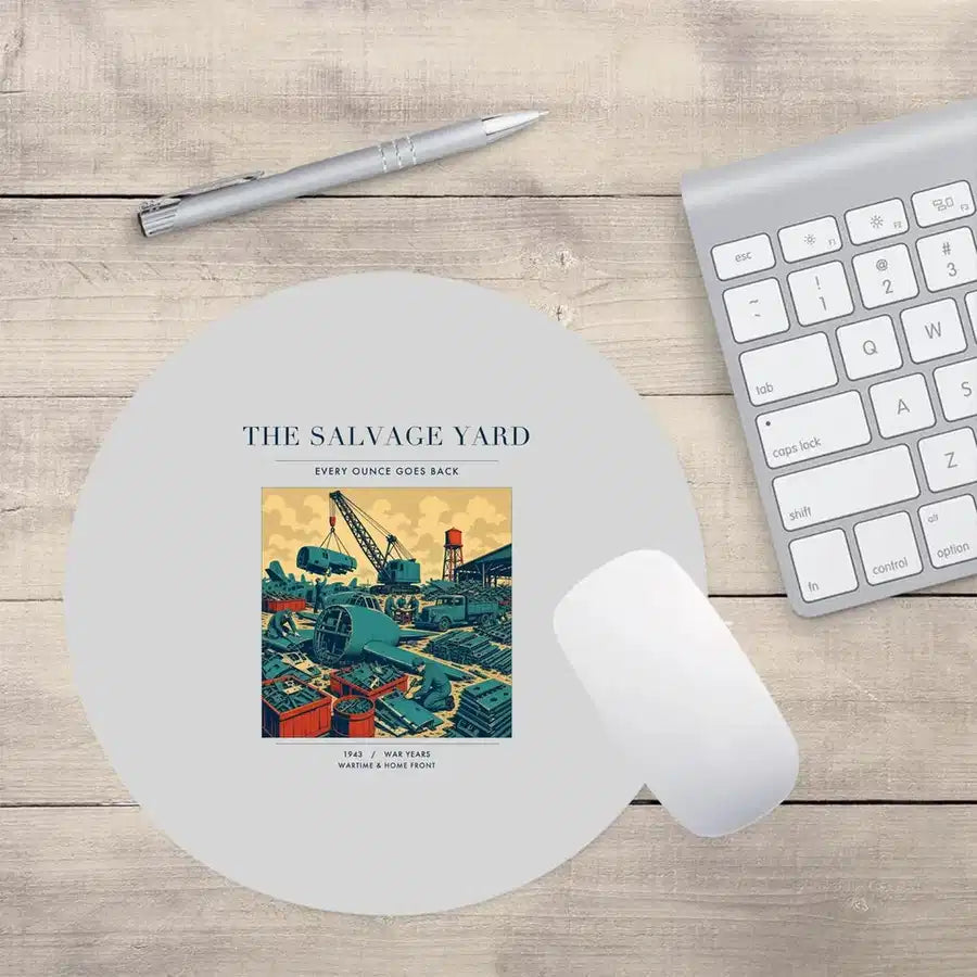 VINTAGE G4509 - The Salvage Yard - Designed Mouse Pads design on lightgray round