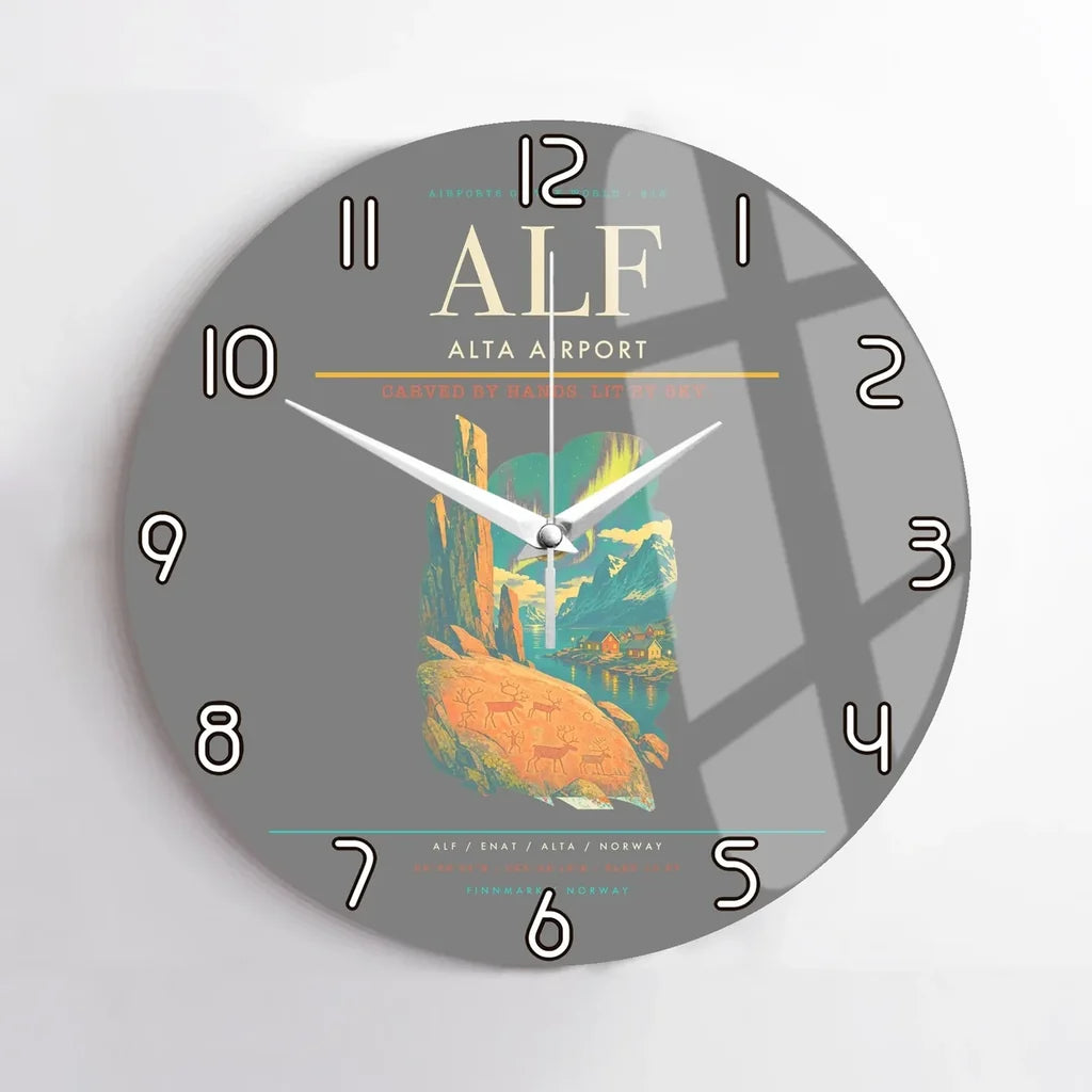 Alta Airport ALF Wall-Clock No-Frame - Gray