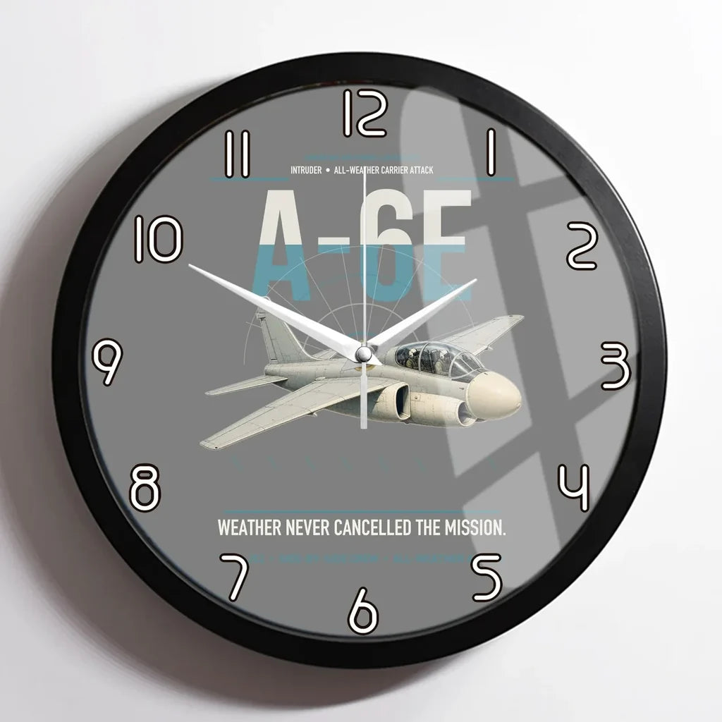 A-6E Intruder design on gray framed wall clock