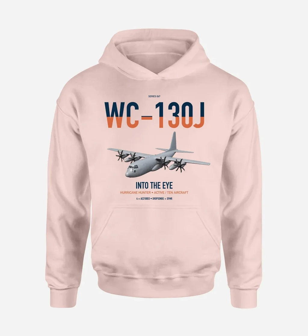 WC-130J Hurricane Hunter design on pink double-side hoodie, single-side print