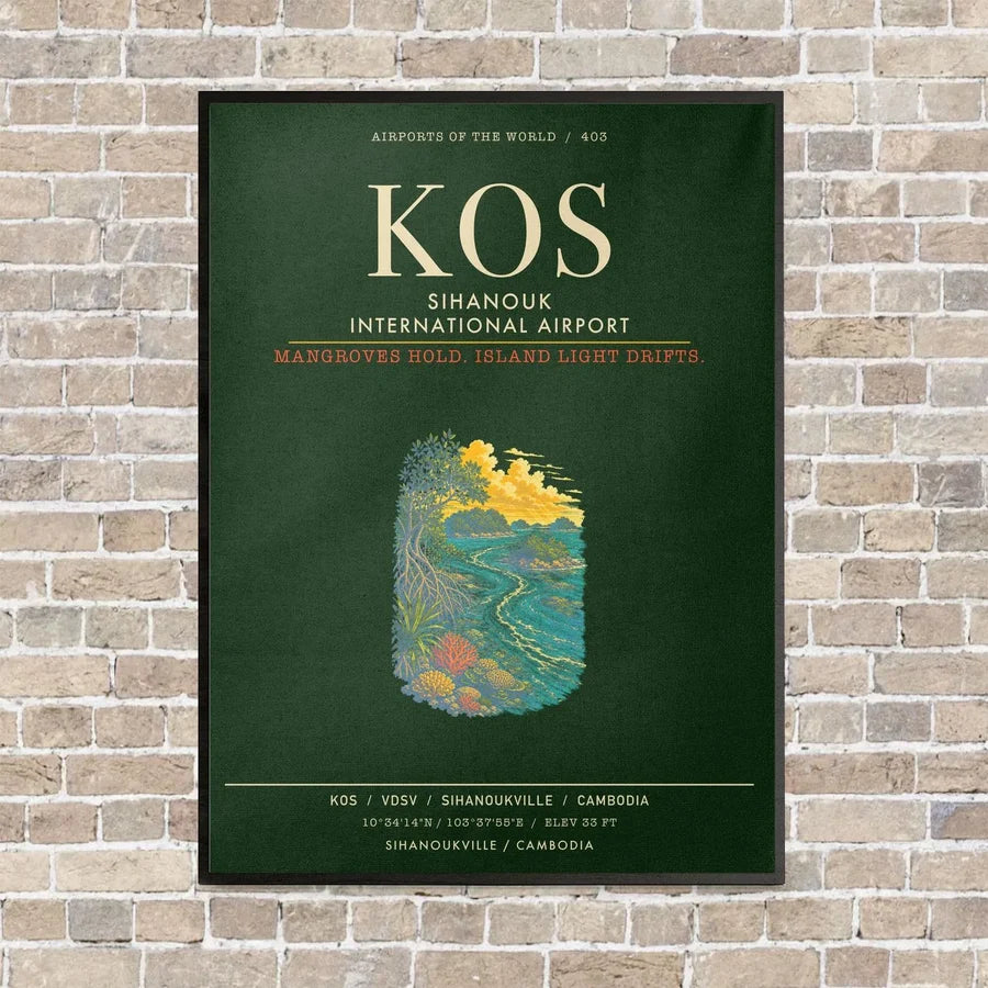 Sihanouk International Airport KOS - Canvas Framed - Dark Green