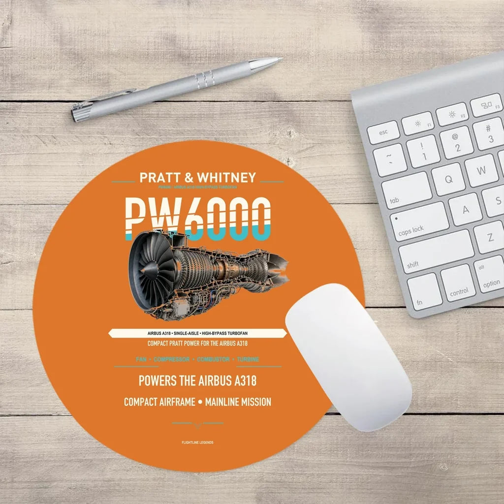 PW6000 design on orange round mouse pad