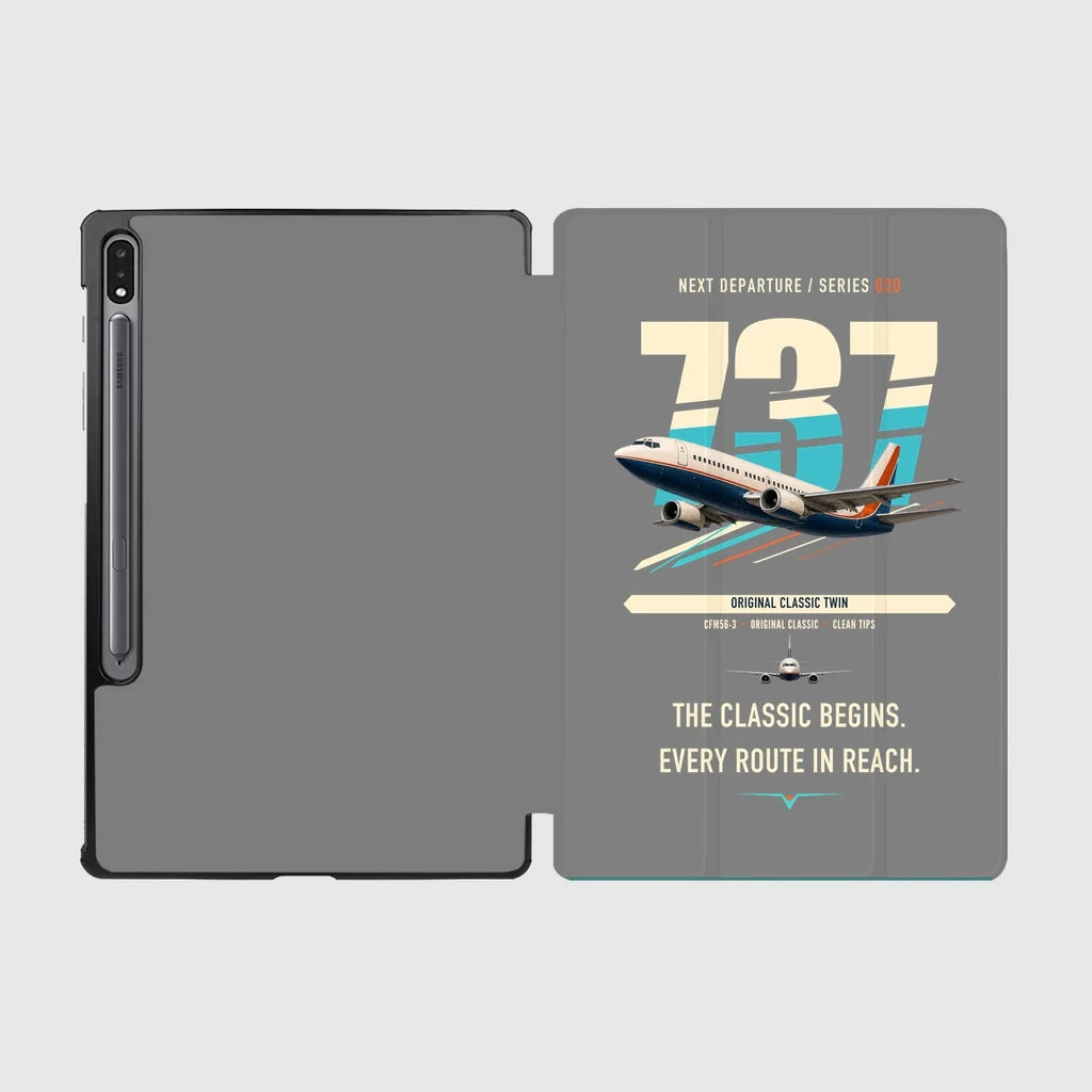 Boeing 737-300 Classic design on gray samsung tablet tablet case