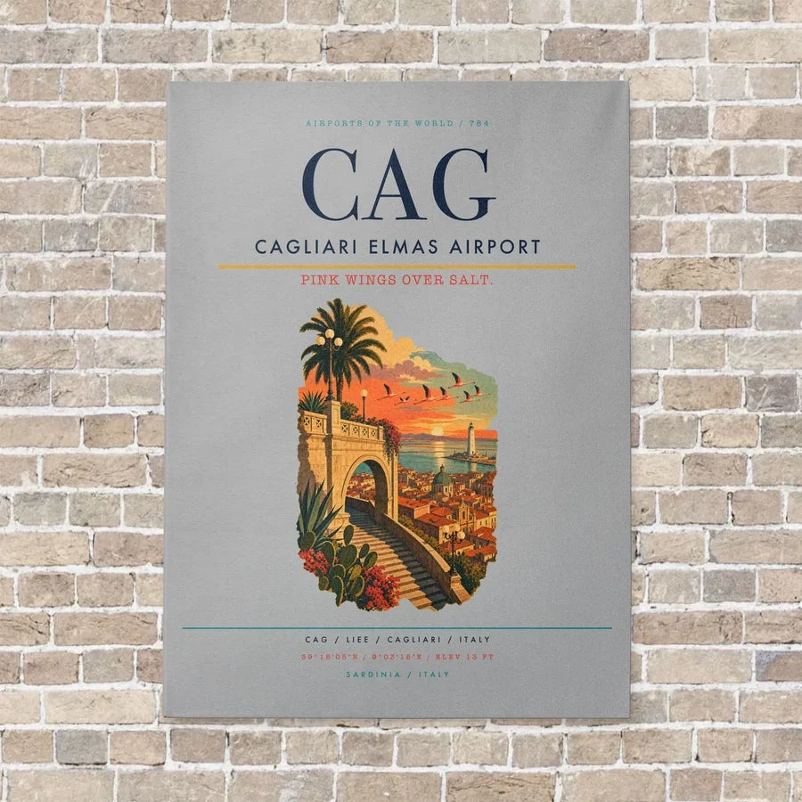 Cagliari Elmas Airport CAG - Canvas No Frame - Light Gray