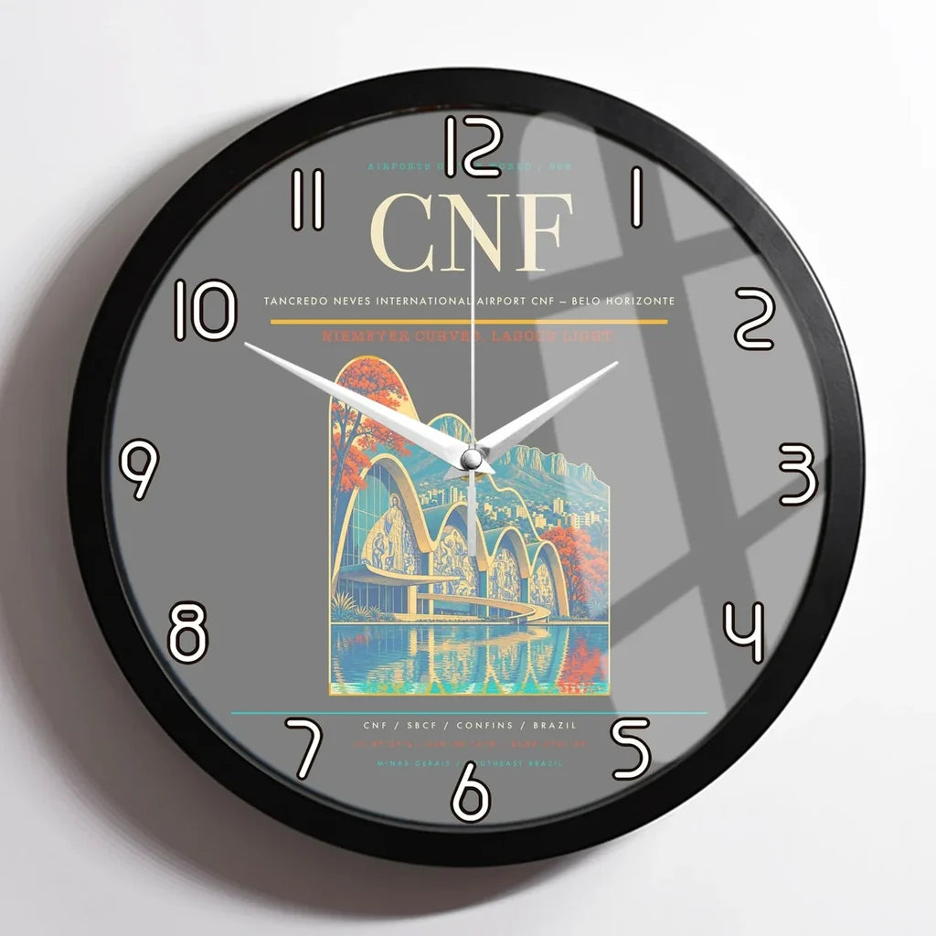 Tancredo Neves International Airport (CNF) design on gray framed wall clock