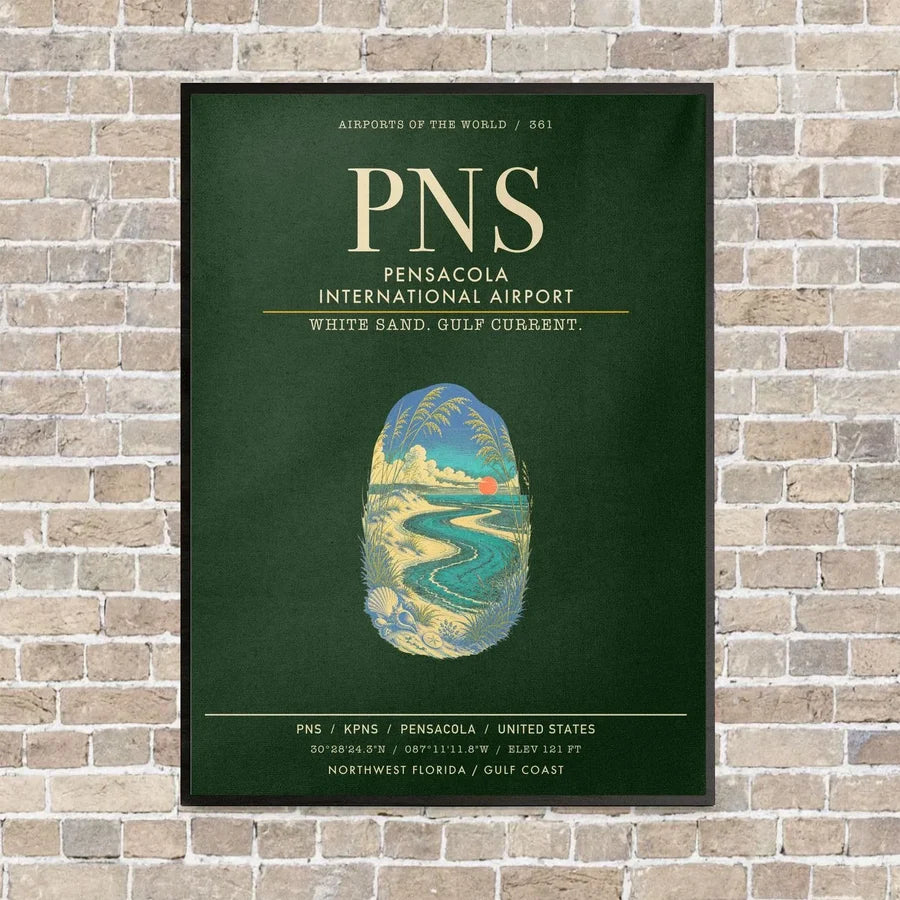 Pensacola International Airport PNS - Canvas Framed - Dark Green